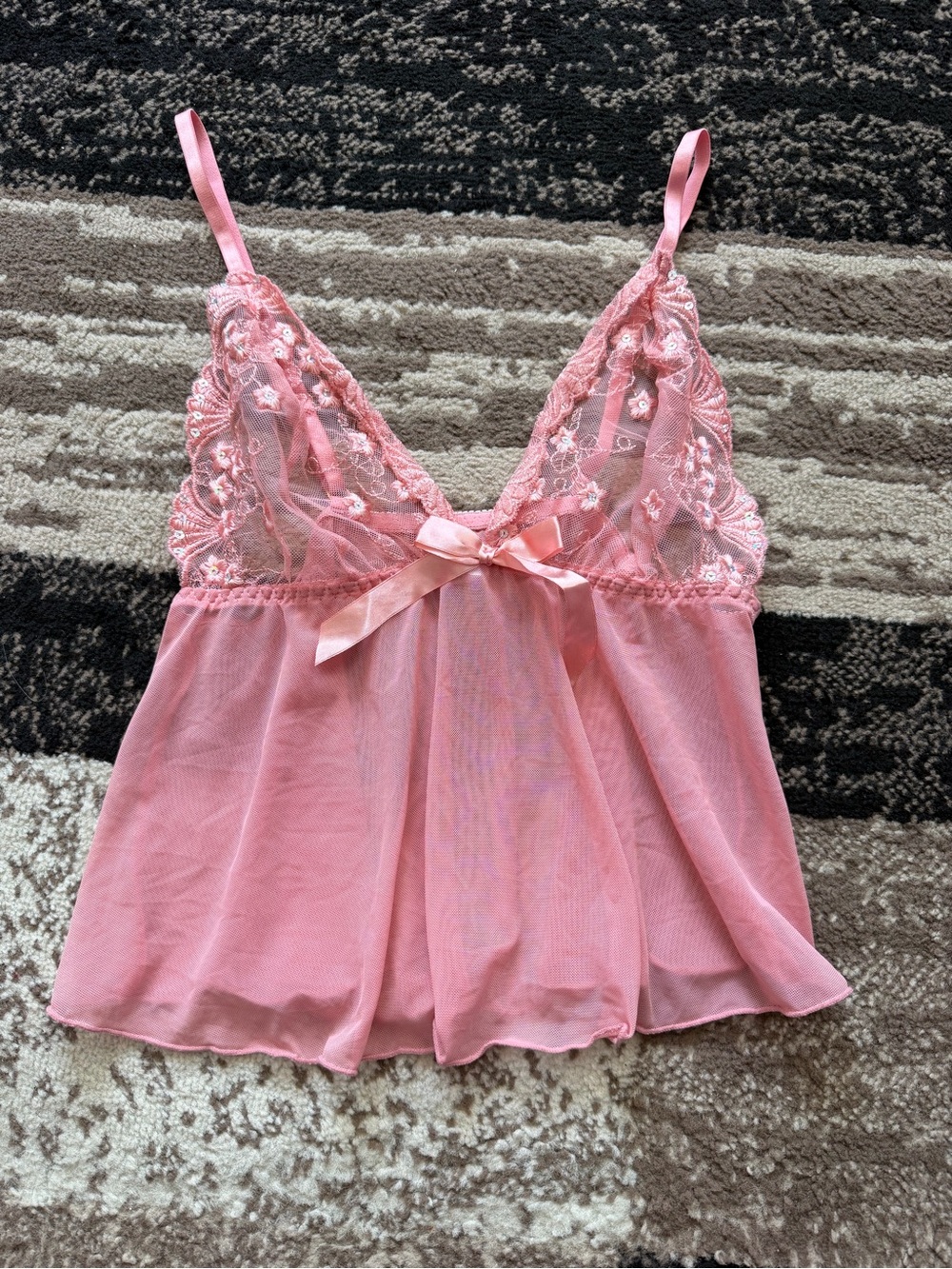 Women’s Pink Lace Babydoll Nightwear Shirt